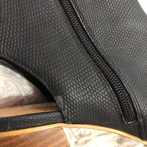 Steve‎ Madden notedd Faux Leather Peep Toe Block heel Bootie black size 9 - Picture 6 of 12